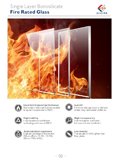 Single Layer Borosilicate Fire Rated Glass