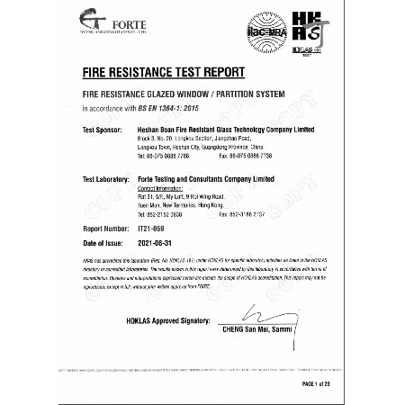 60mins-Fire Resistance Glazed Window/Partition System